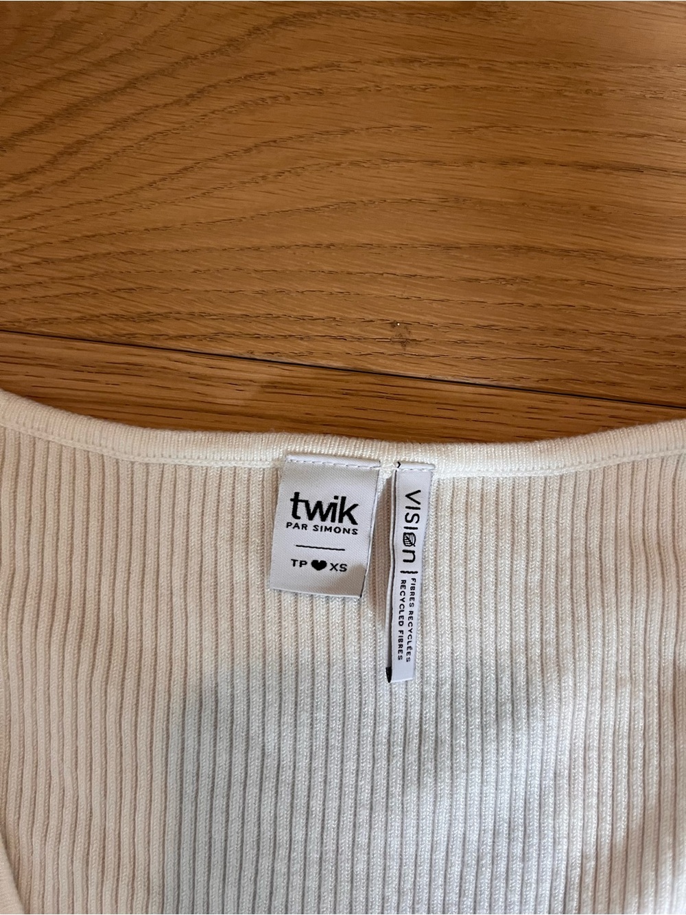 Simons Twik Ivory Ribbed Knit Top - Picture 2 of 2